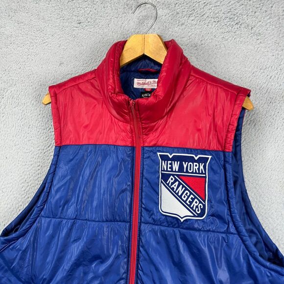 Mitchell & Ness Other - New York Rangers NHL Full‎ Zip Vest Mens XL Red Bue Vintage Hockey Mitchell Ness